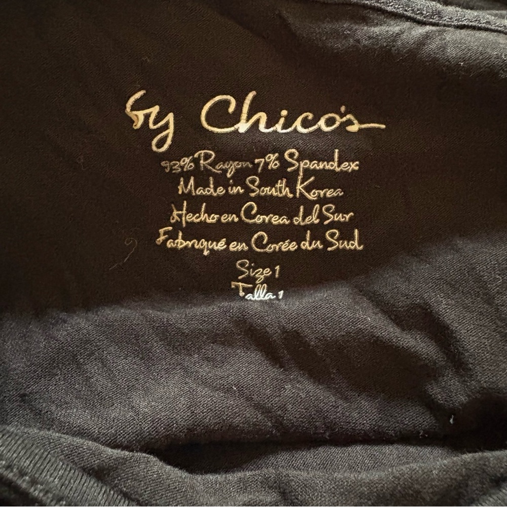 Chico's Black Long Sleeve Shirt Tee Womens size 1 Medium - Picture 5 of 5